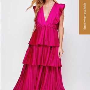 Pink ruffle tiered maxi dress